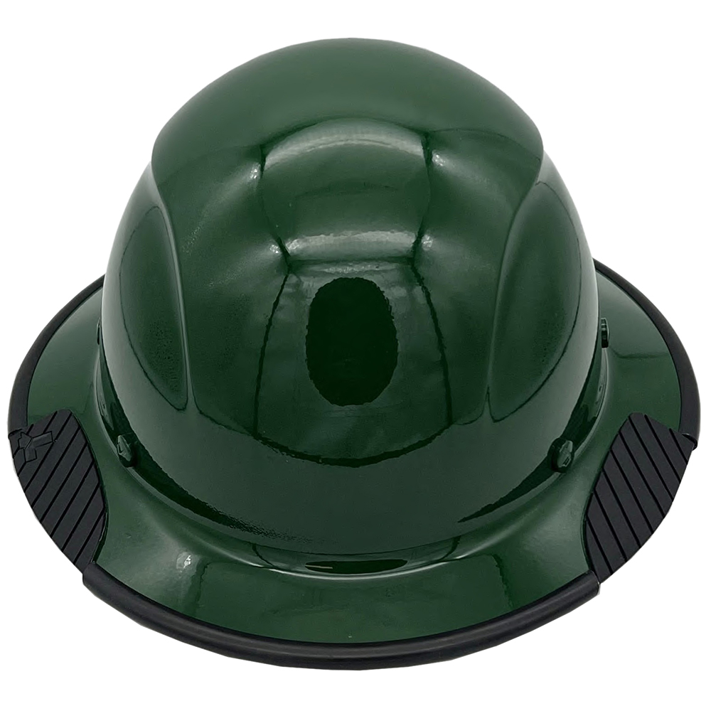 Actual Carbon Fiber Hard Hat Full Brim Dark Green - Edge Front