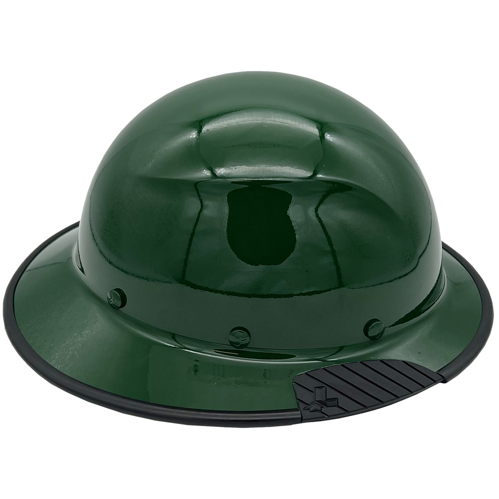 Actual Carbon Fiber Hard Hat Full Brim Dark Green - Edge Right
