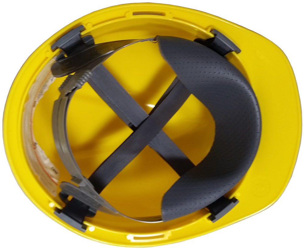 MSA Cap Style Large Jumbo Hard Hats with Staz-On Suspensions Yellow - Inside View