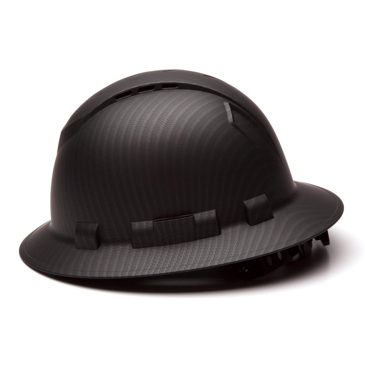 Pyramex 4 Point Vented Full Brim Black Ridgeline Style Hard Hat with RATCHET Suspension Graphite pattern
