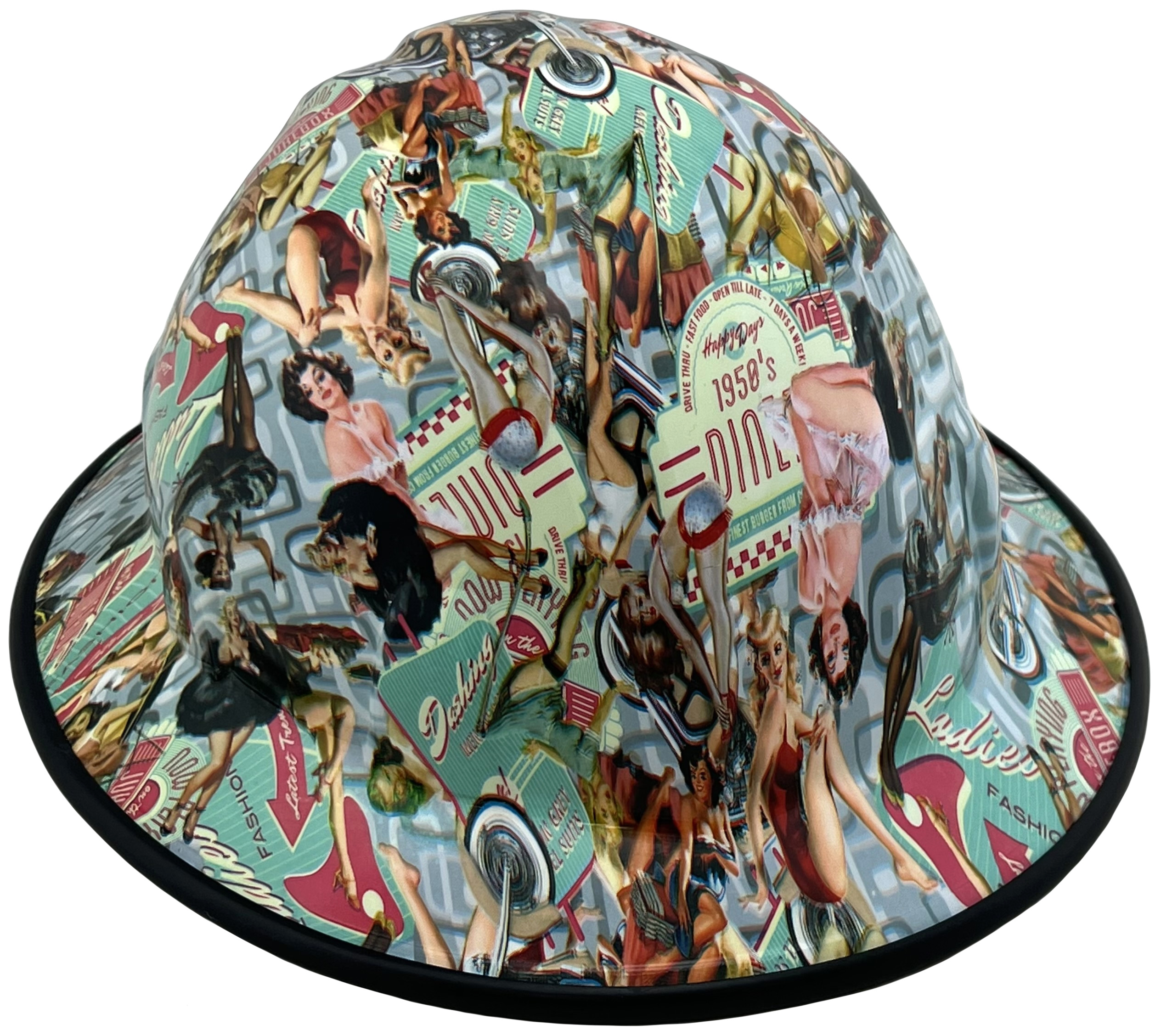 Vintage Pin Up Girls Full Brim Hydro Dipped Hard Hats | Buy Online