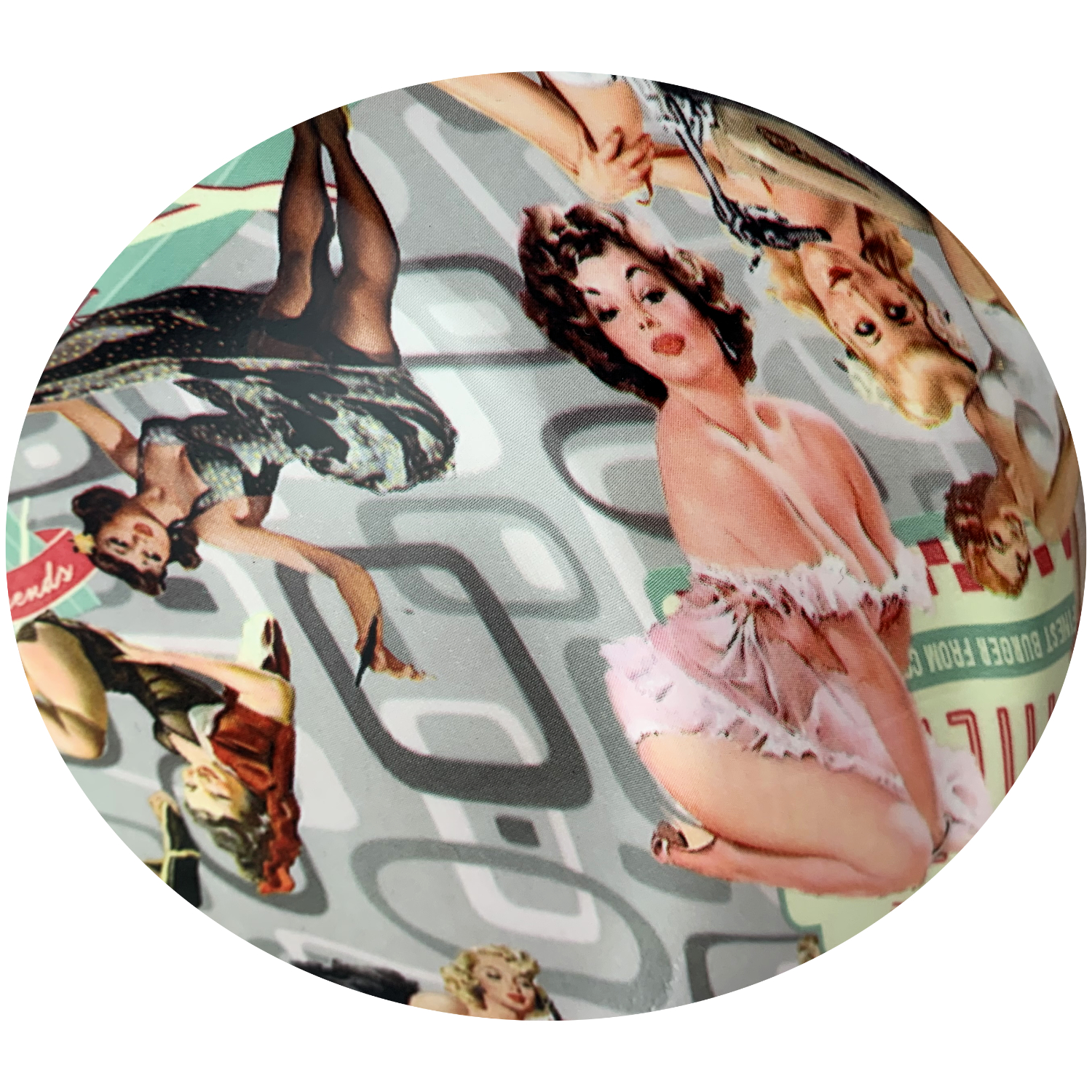 Vintage Pin Up Girls Cap Style Hydro Dipped Hard Hats - Close Up View