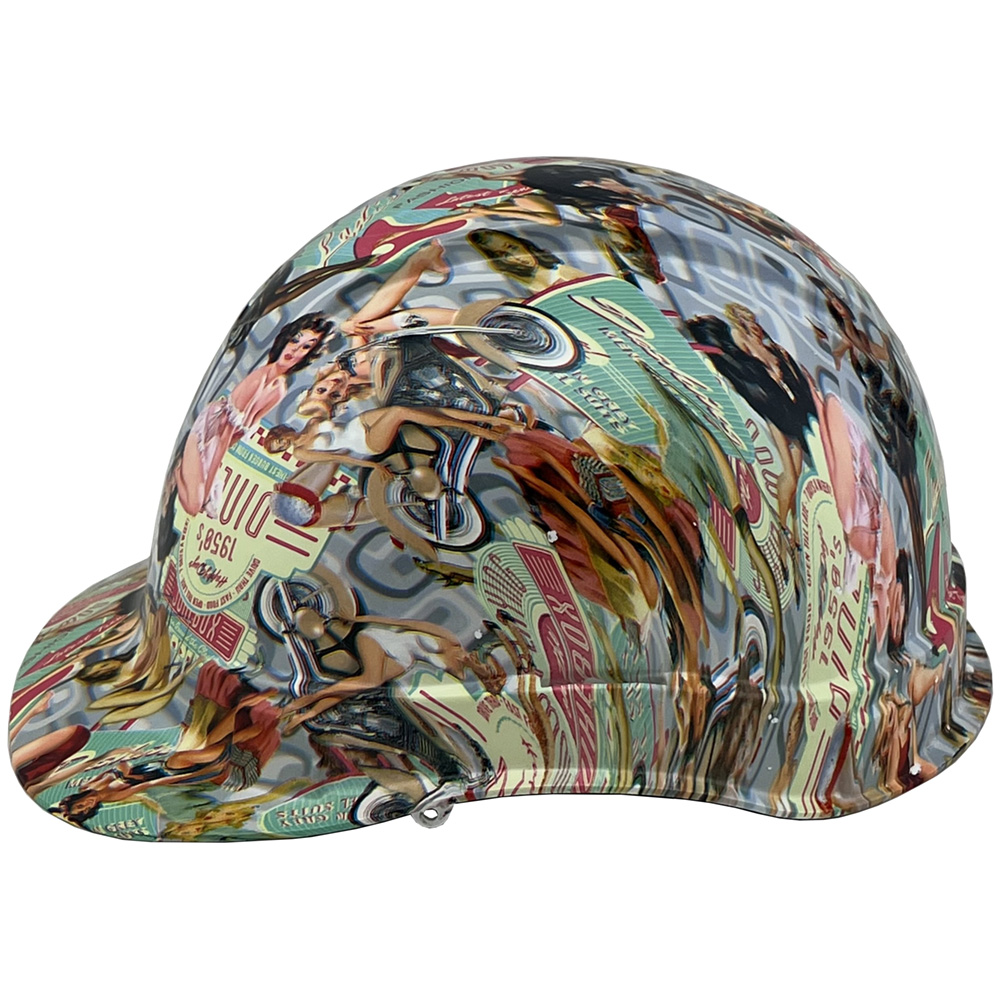 Vintage Pin Up Girls Cap Style Hydro Dipped Hard Hats - Left