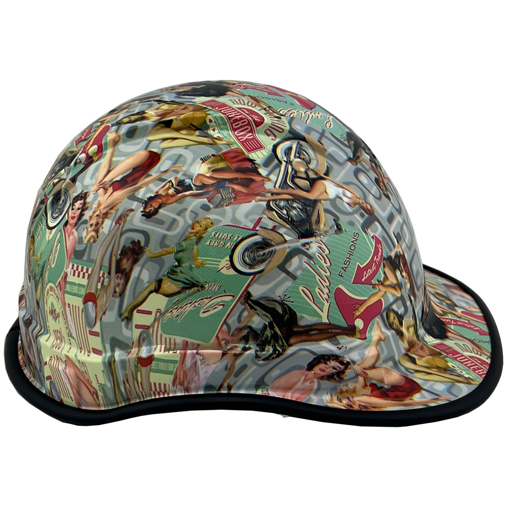 Vintage Pin Up Girls Cap Style Hydro Dipped Hard Hats - Edge Right