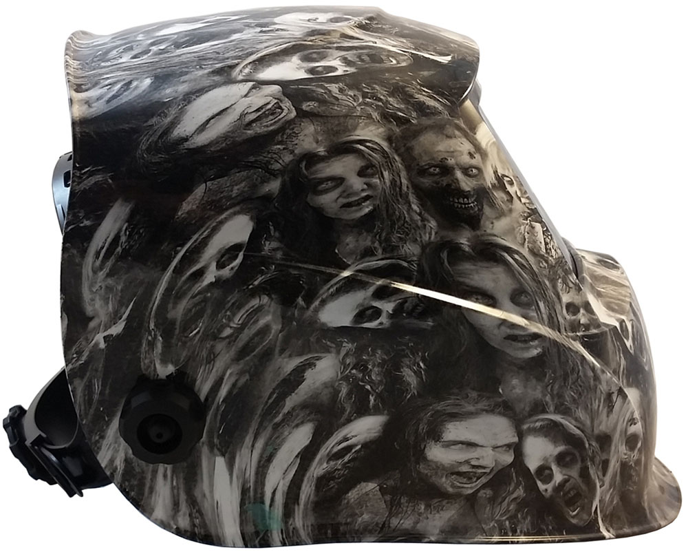 Hydro Dipped Auto Darkening Welding Helmet – Real Zombie White