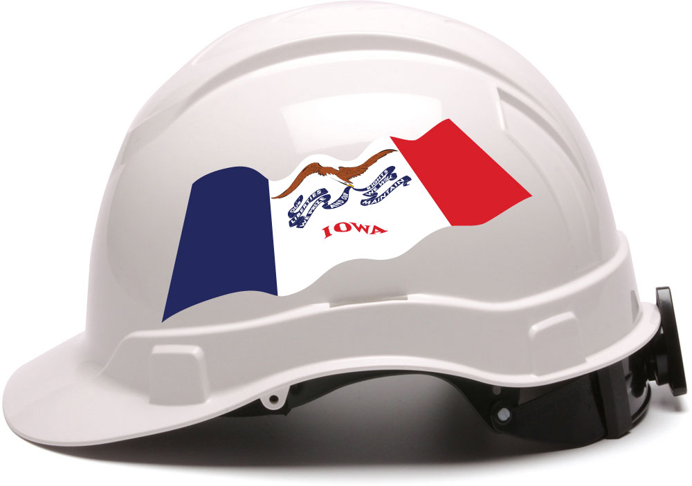 Pyramex Ridgeline Cap Style Hard Hats - Iowa Flag ~ Left Side View