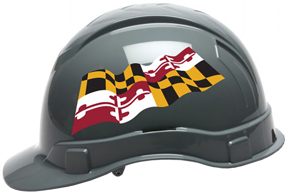 Pyramex Ridgeline Cap Style Hard Hats - Maryland Flag ~ Left Side View