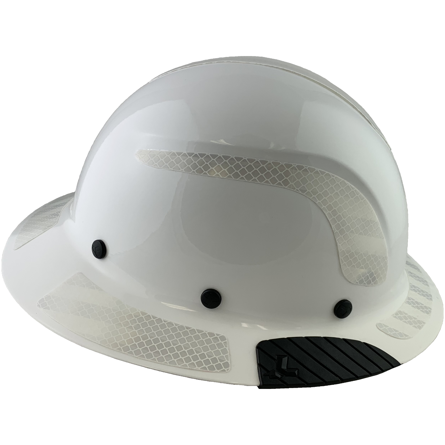 DAX Fiberglass Composite Hard Hat - Full Brim White with Reflective Decal  Kit Applied