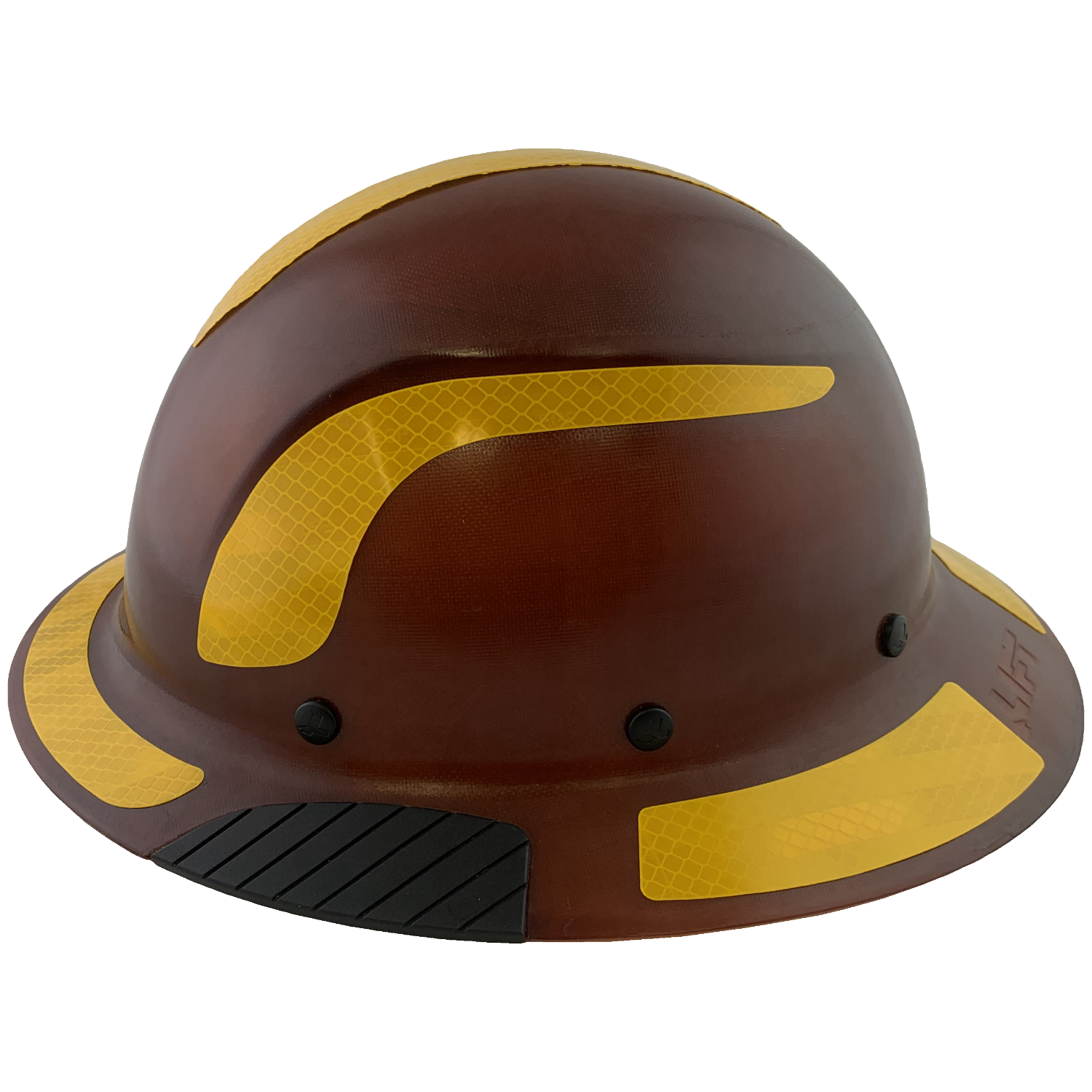 DAX Fiberglass Composite Hard Hat - Full Brim Natural Tan with Reflective Yellow Decal Kit Applied