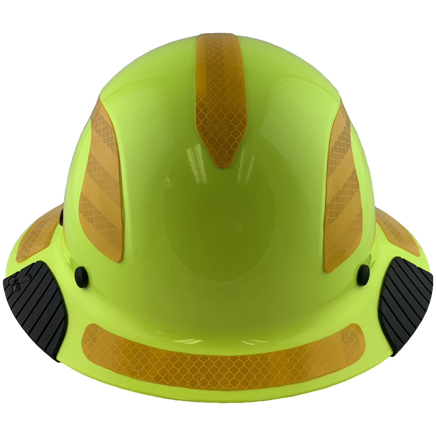 DAX Fiberglass Composite Hard Hat - Full Brim High-Viz Lime with Reflective Yellow Decal Kit Applied