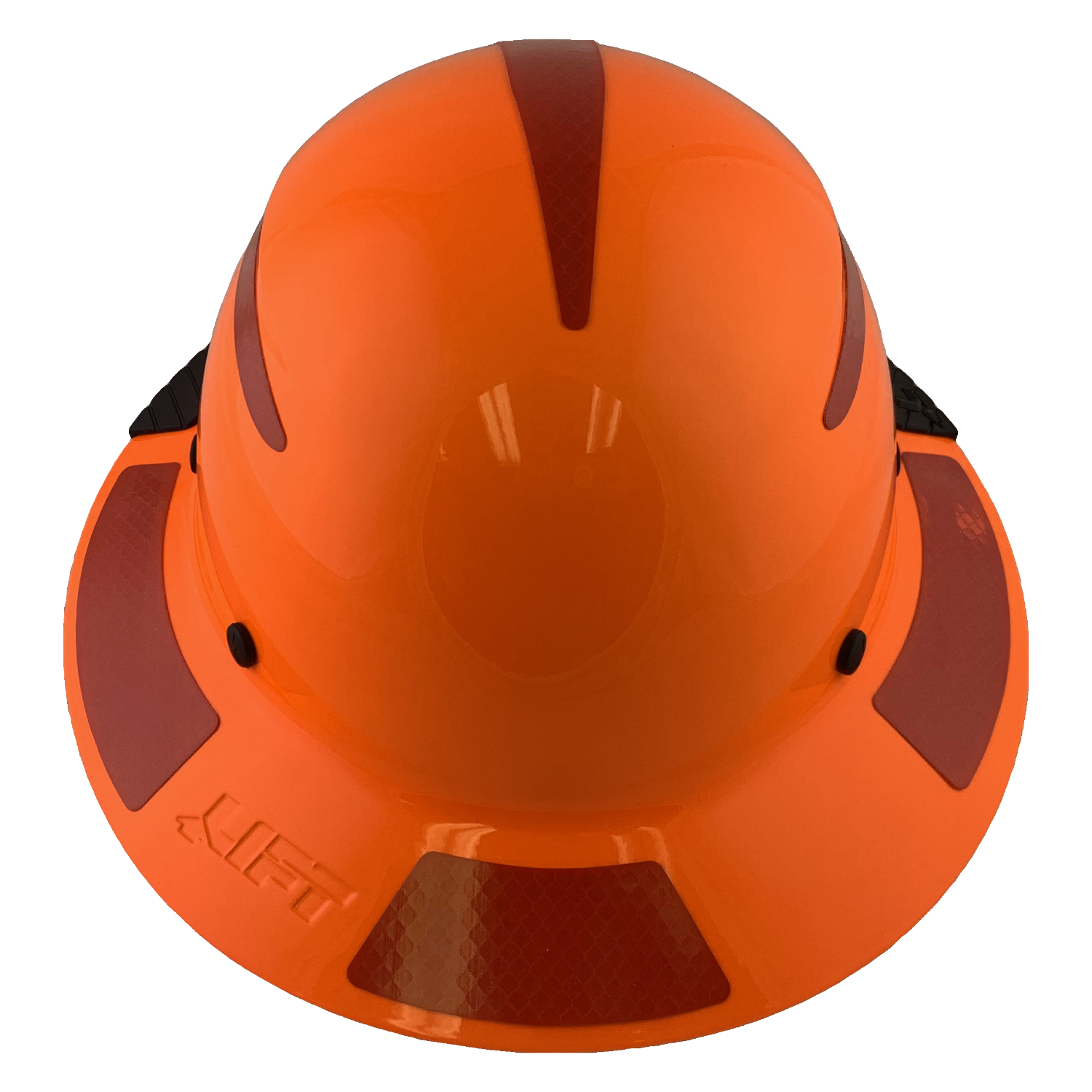 DAX Fiberglass Composite Hard Hat - Full Brim High-Viz Orange with Reflective Red Decal Kit Applied