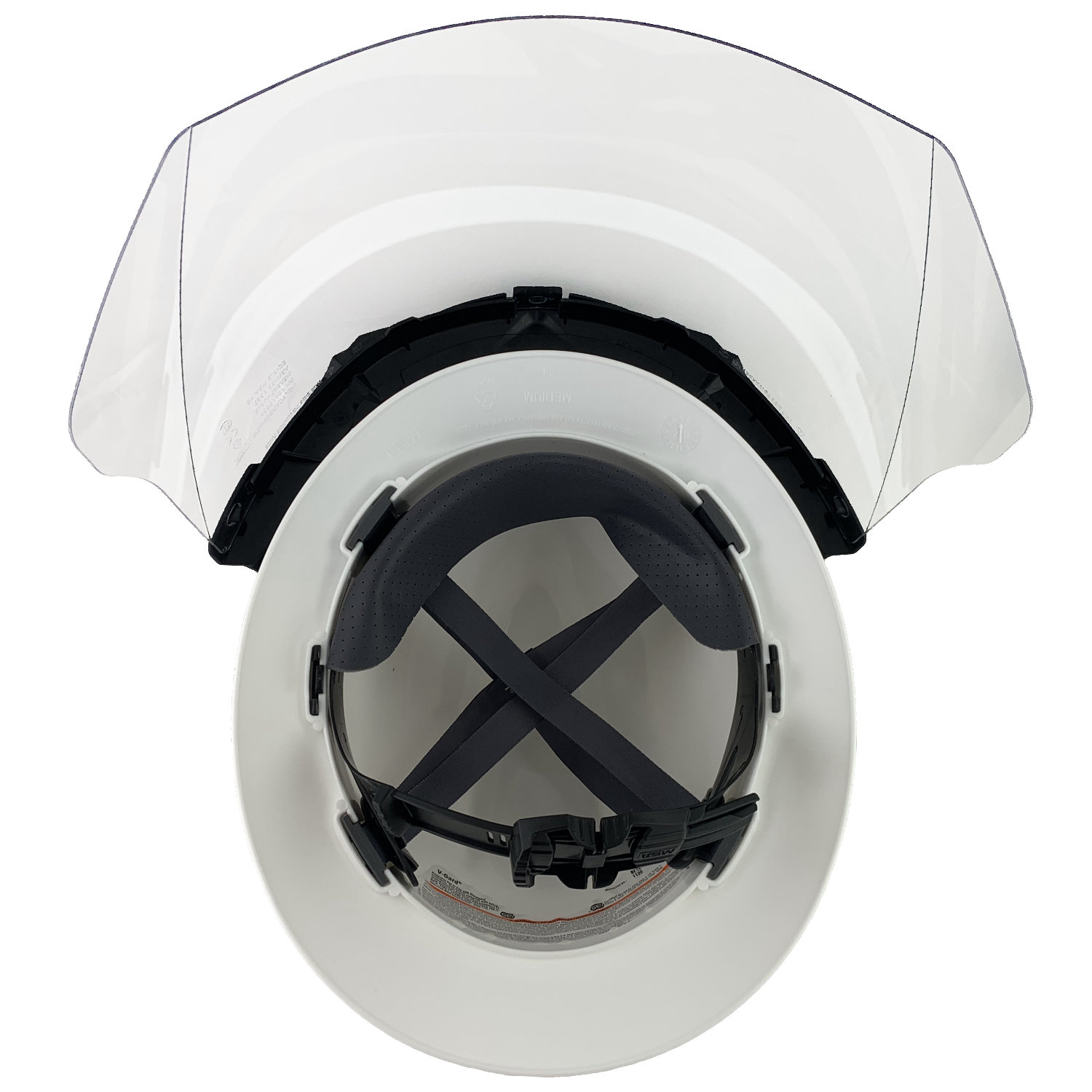MSA Full Brim Hard Hat Face Shield Kit – White Hat w/ MSA Adapter and MSA Clear Faceshield