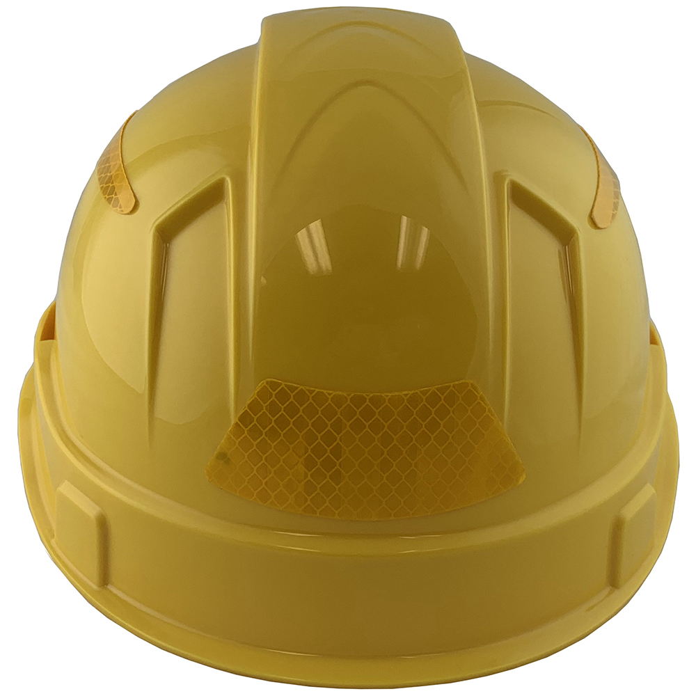 Pyramex Ridgeline Cap Style Hard Hats Yellow with Yellow Reflective Decals Applied