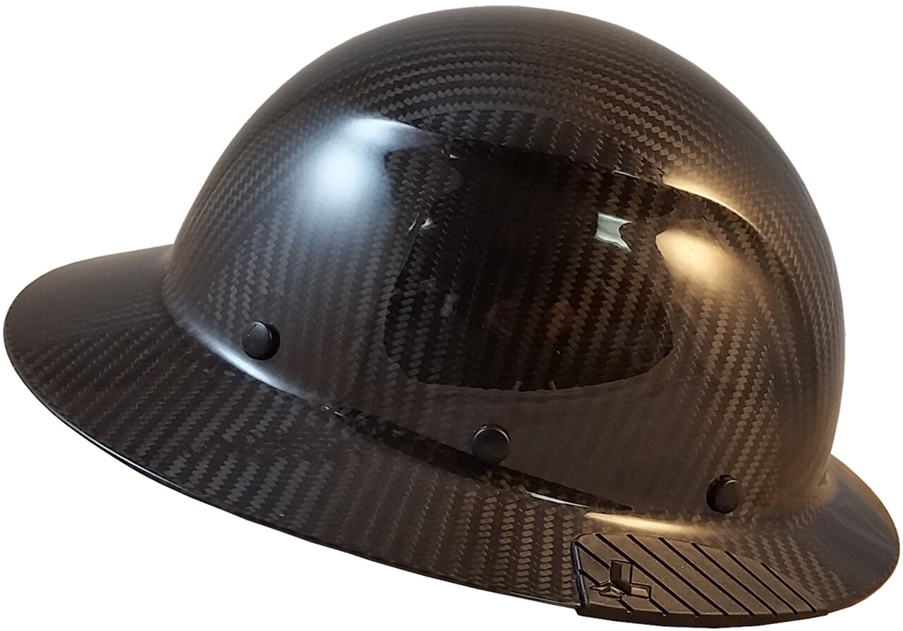 Actual Carbon Fiber Hard Hat - Full Brim Glossy Black 