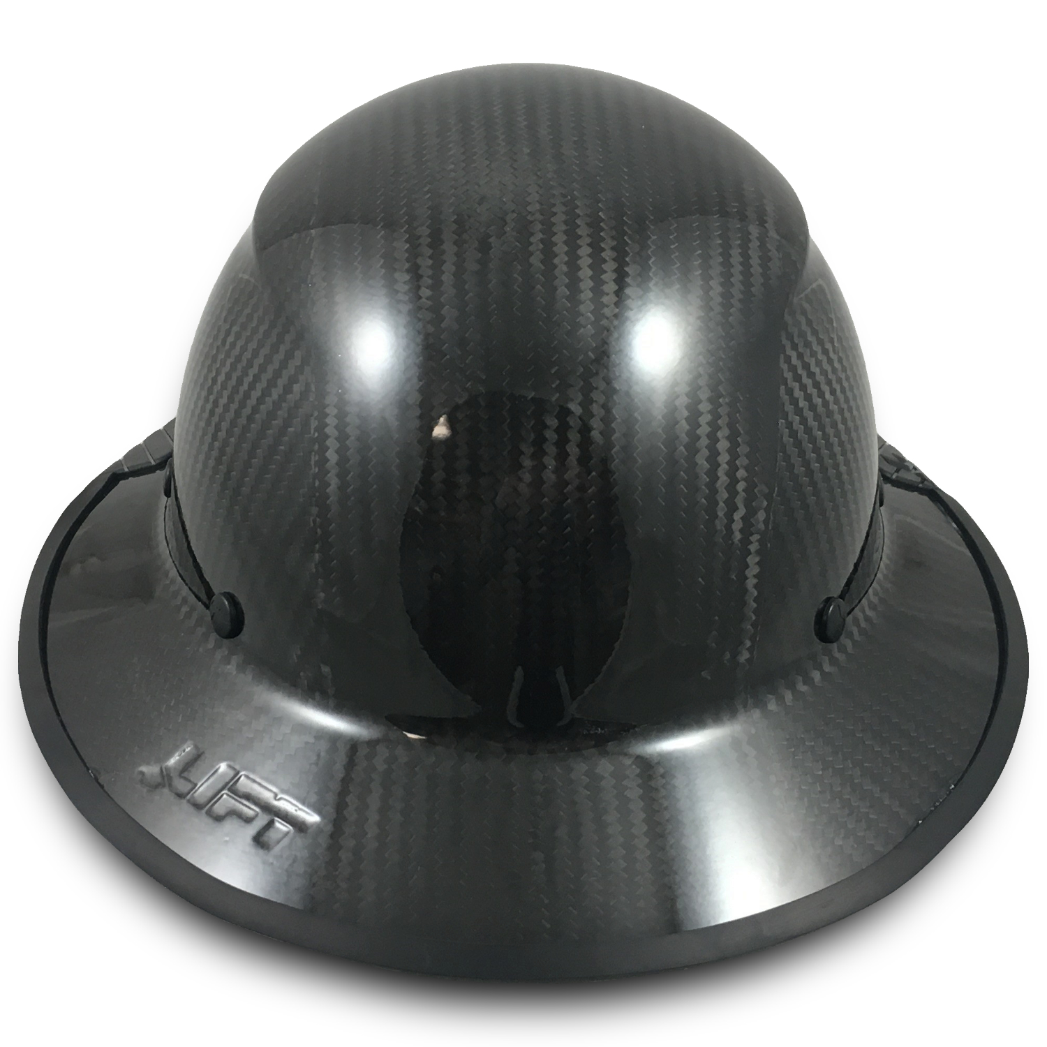Actual Carbon Fiber Hard Hat - Full Brim Glossy Black with Protective Edge