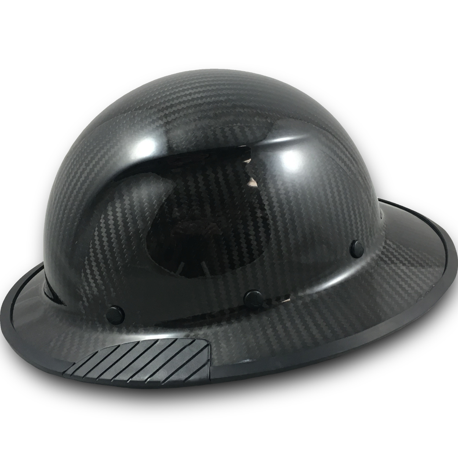Actual Carbon Fiber Hard Hat - Full Brim Glossy Black with Protective Edge