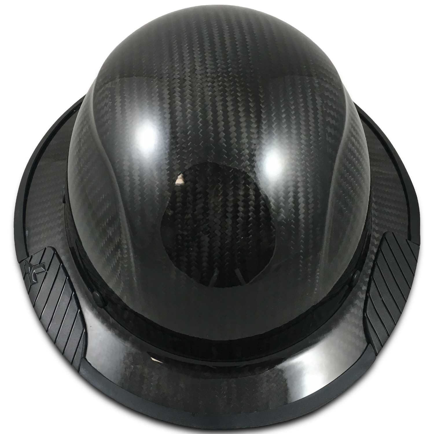 Actual Carbon Fiber Hard Hat - Full Brim Glossy Black with Protective Edge