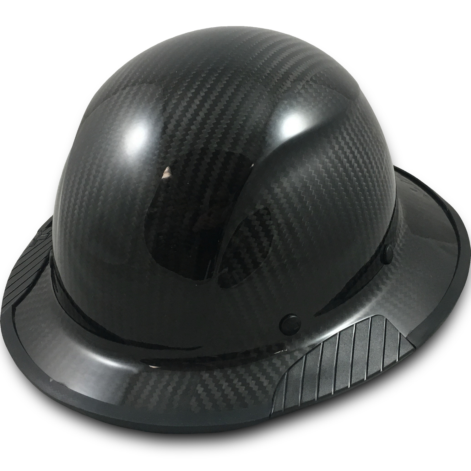 Actual Carbon Fiber Hard Hat - Full Brim Glossy Black with Protective Edge