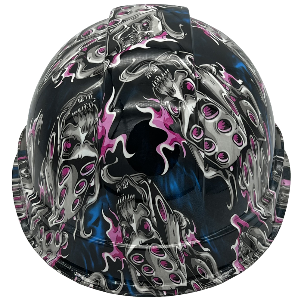 Flaming Dice Pink Design Cap Style Hydro Dipped Hard Hats  - Back Flaming Dice Pink Design Cap Style Hydro Dipped Hard Hats  - Back
