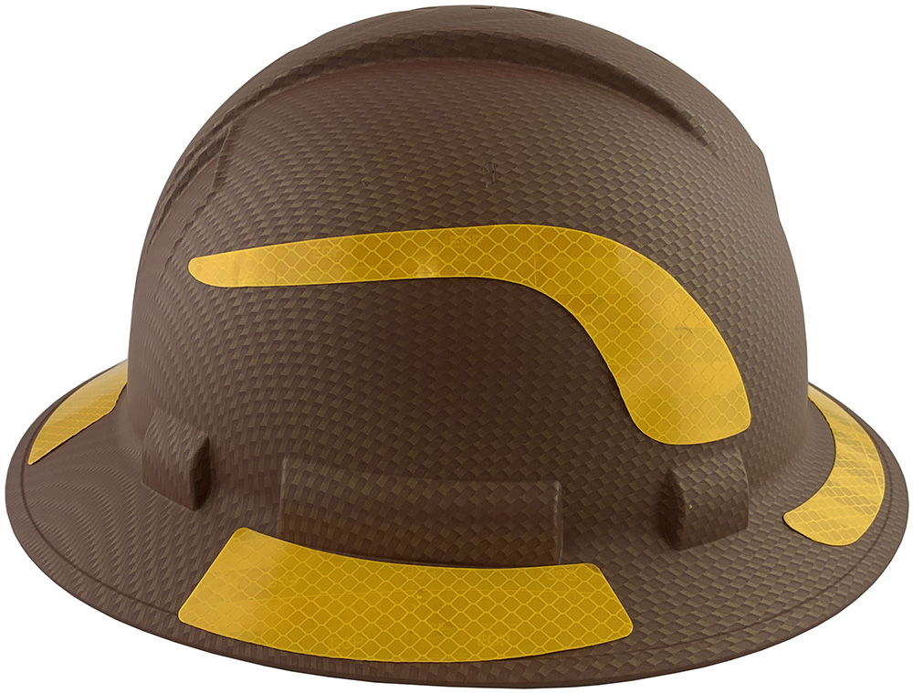 Pyramex Ridgeline Full Brim Style Hard Hat with Copper Pattern with Yellow Decals - Right View