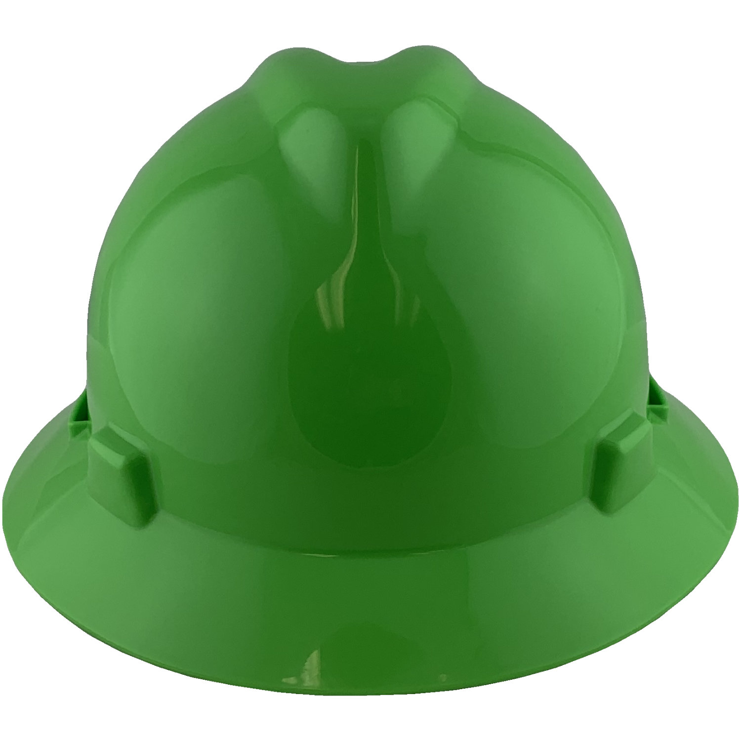 MSA V-Gard Full Brim Hard Hats with Staz On Suspensions Lime Green - Front View