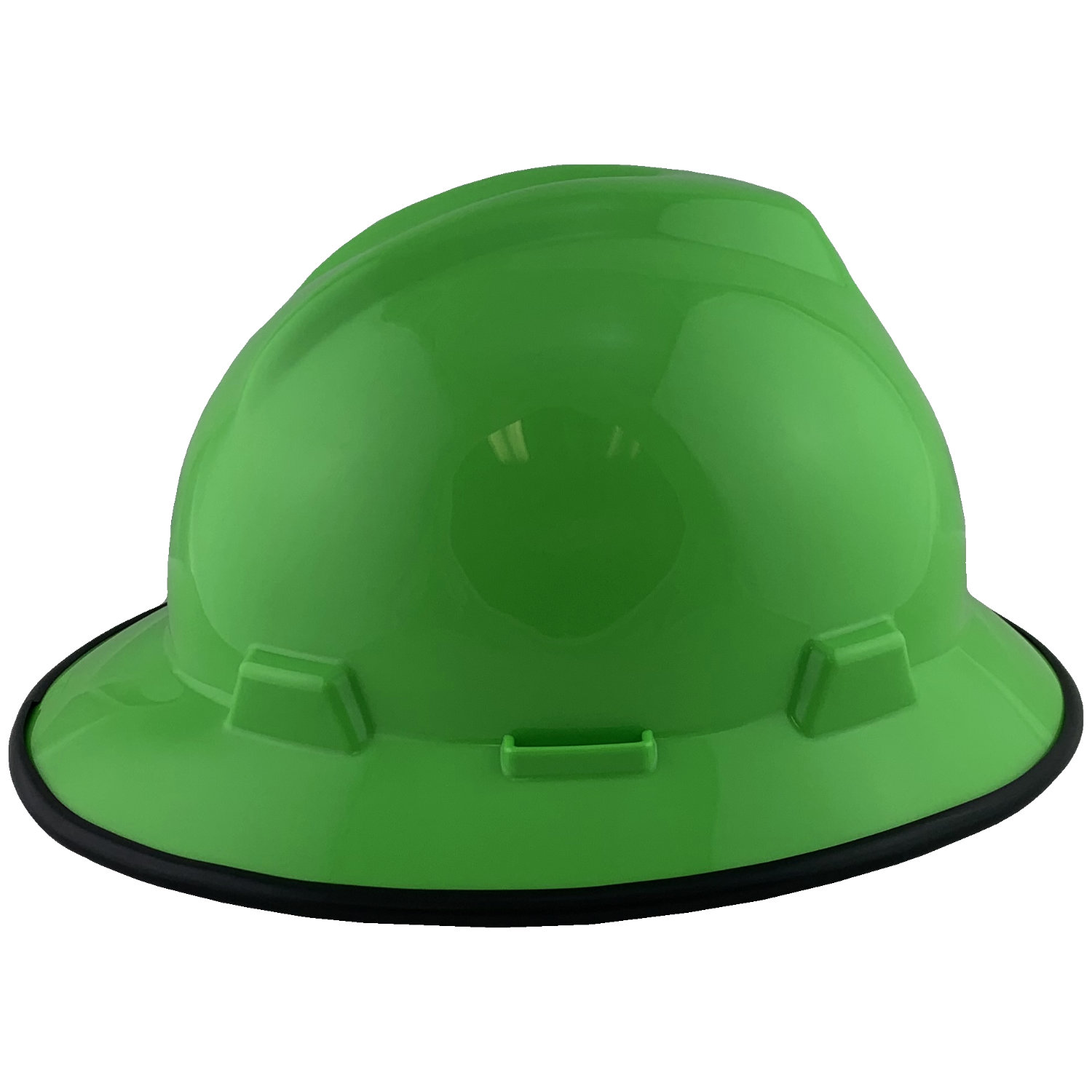 MSA V-Gard Full Brim Hard Hats with Staz On Suspensions Lime Green - with Protective Edge
