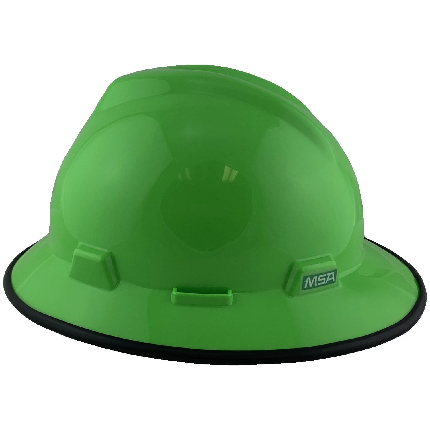 MSA V-Gard Full Brim Hard Hats with Fas-Trac Suspensions Lime Green - with Protective Edge