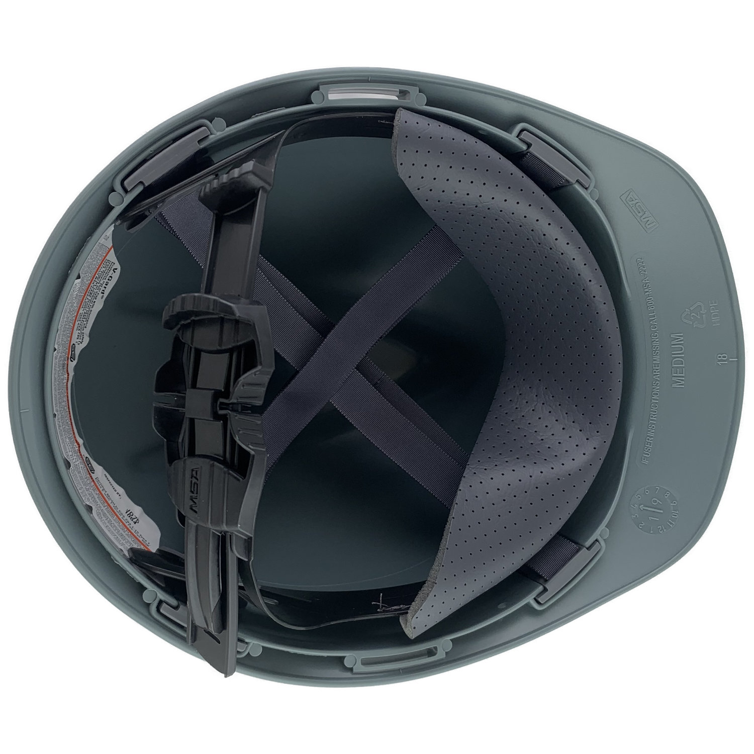 MSA V-Gard Cap Style Hard Hats with One Touch Suspensions Matte Gray  - Inside View