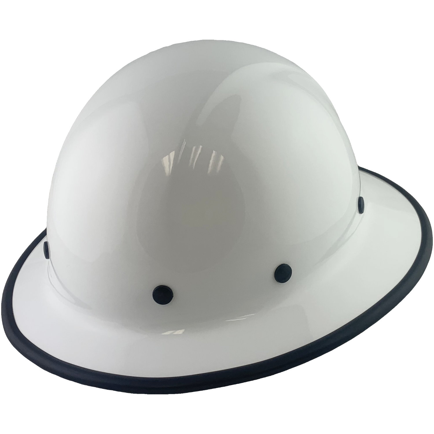 Dynamic Wofljaw Full Brim Fiberglass Hard Hat with 8 Point Ratchet Suspension - White - with Protective Edge