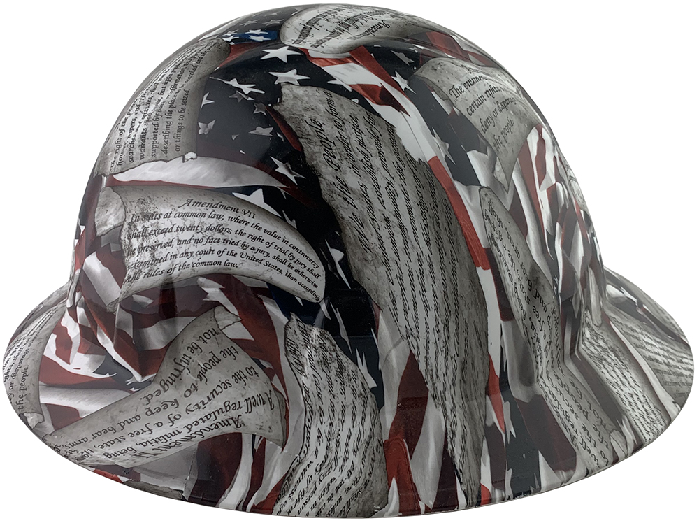 Second Amendment Full Brim Style Hydro Dipped Hard Hats-01 ~ Left Side View