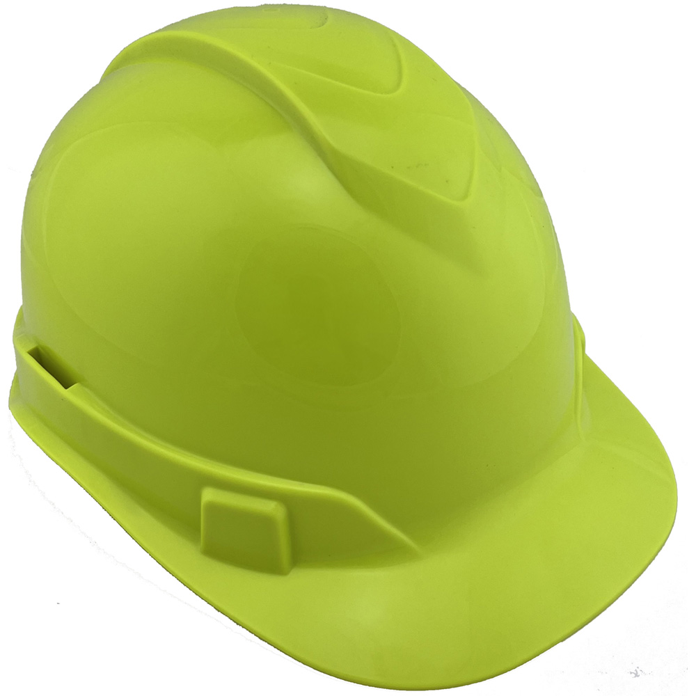Pyramex Ridgeline Cap Style Hard Hats Hi Viz Lime - Oblique View Right