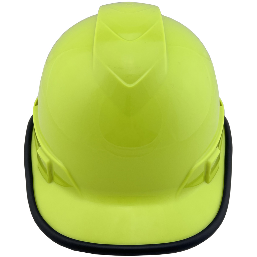 Pyramex Ridgeline Cap Style Hard Hats Hi Viz Lime - Front with edge
