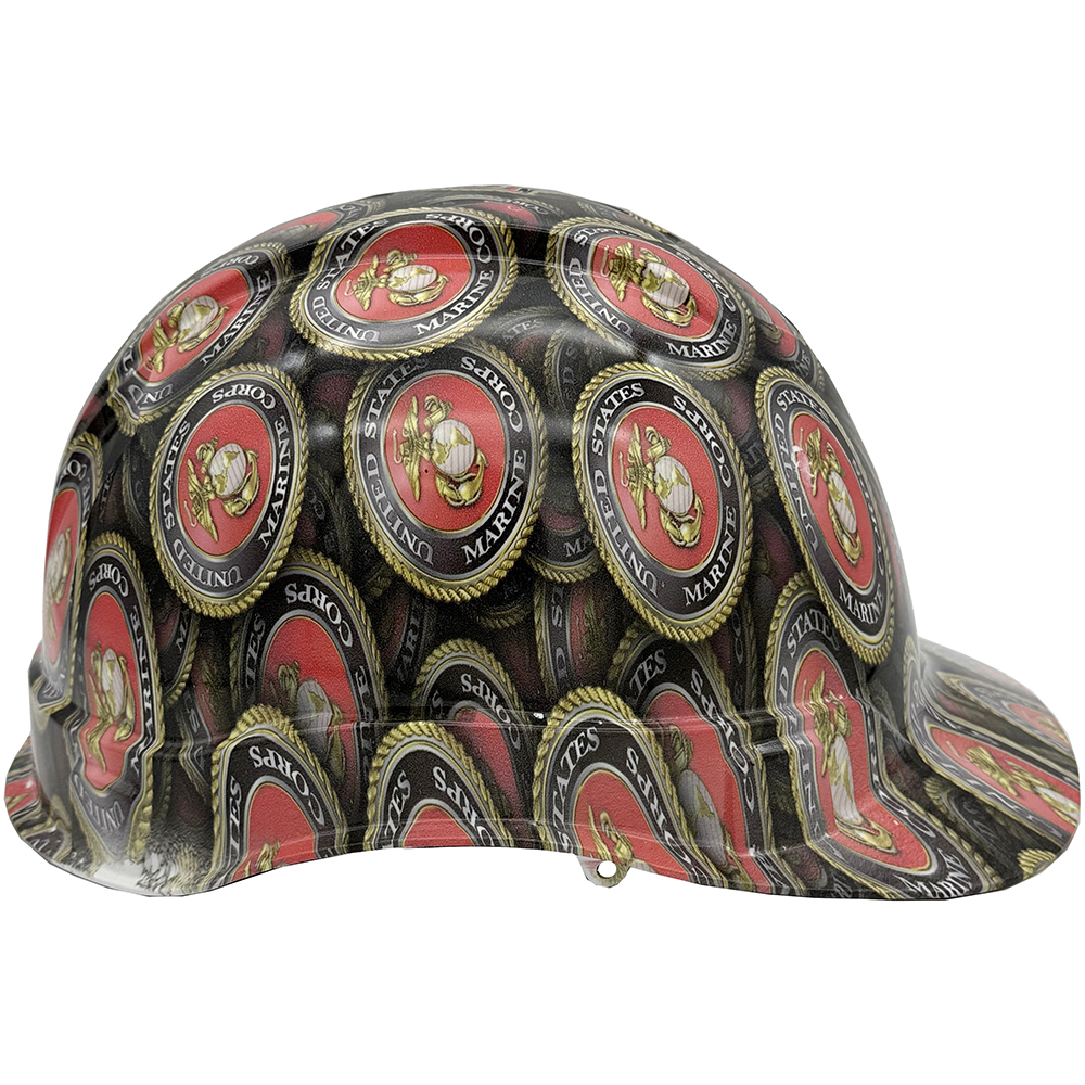 US Marine Corps Design Cap Style Hydro Dipped Hard Hats - Left