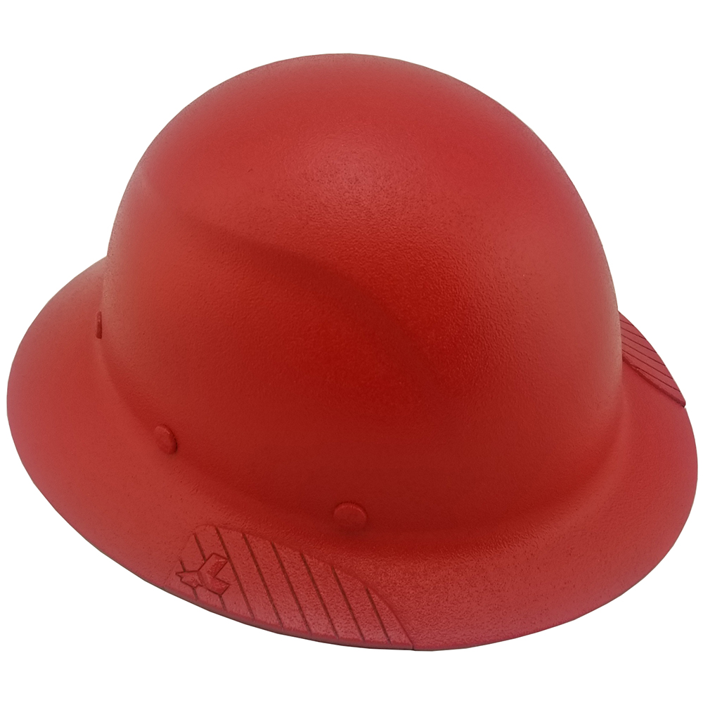 DAX Fiberglass Composite Hard Hat - Full Brim Textured Red ~ Right Side Oblique View