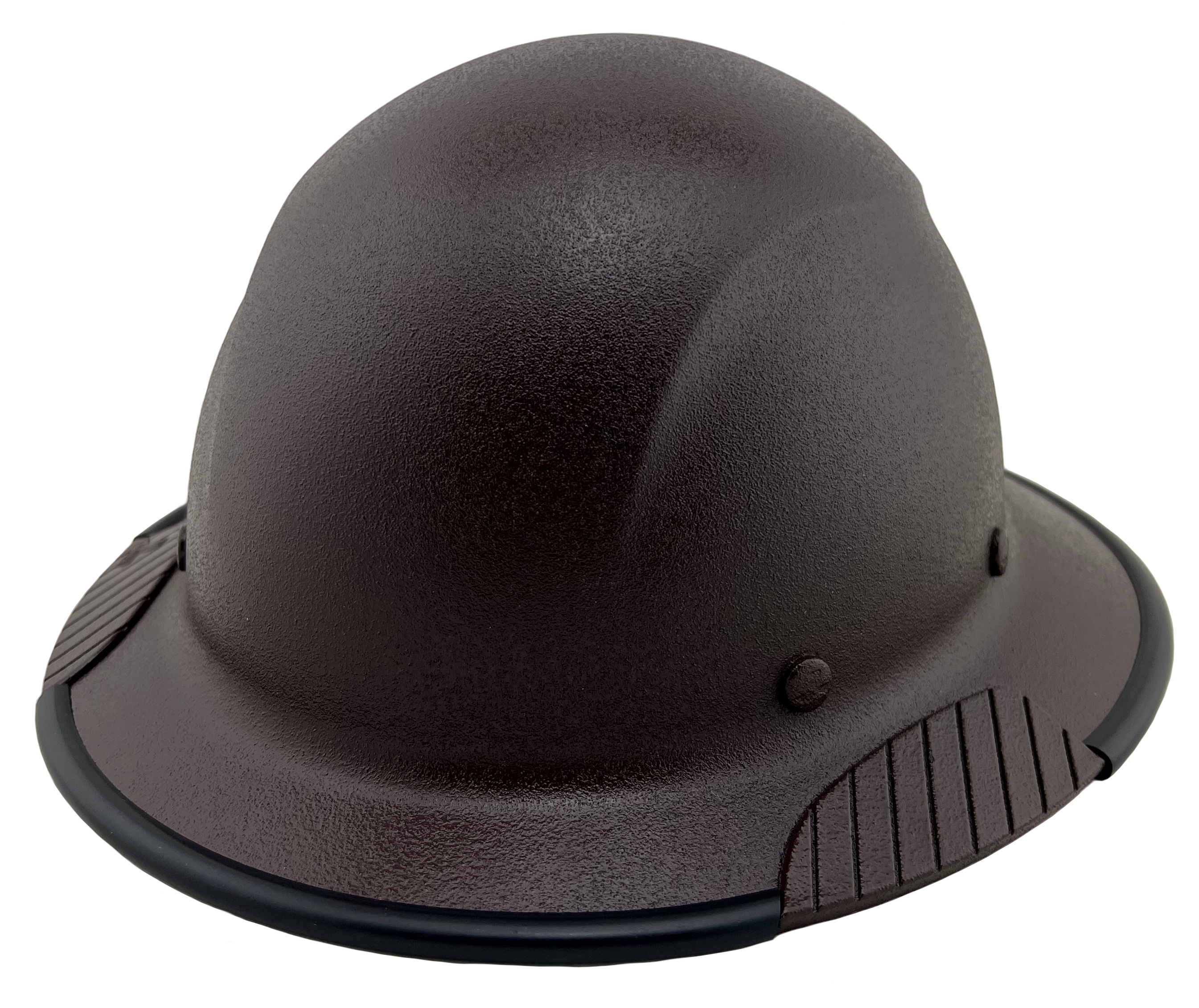 DAX Fiberglass Composite Hard Hat - Full Brim Textured Brown with edge oblique