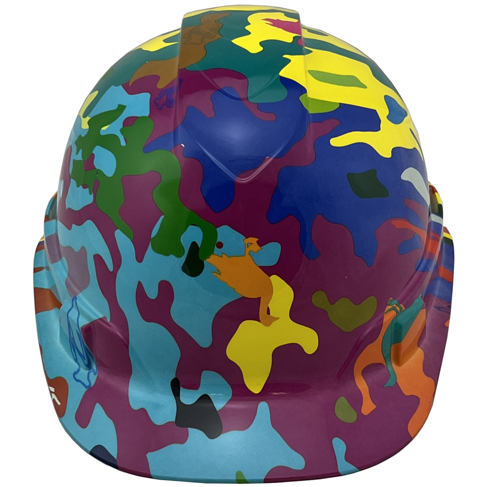 Neon Camo Design Cap Style Hydro Dipped Hard Hats -  Front