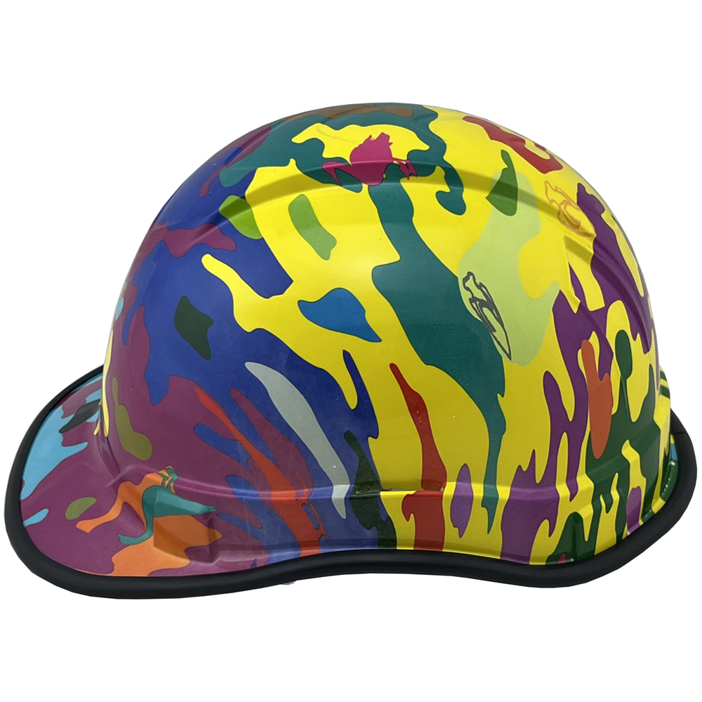 Neon Camo Design Cap Style Hydro Dipped Hard Hats - Edge Left