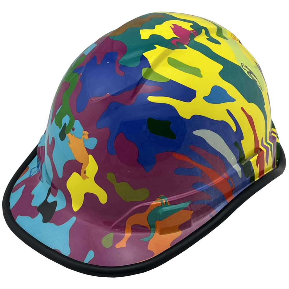 Neon Camo Design Cap Style Hydro Dipped Hard Hats - Edge Oblique Left