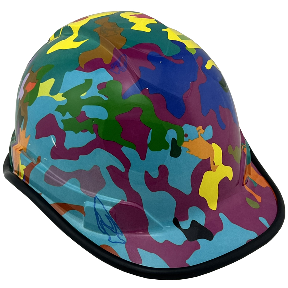 Neon Camo Design Cap Style Hydro Dipped Hard Hats - Edge Oblique Right
