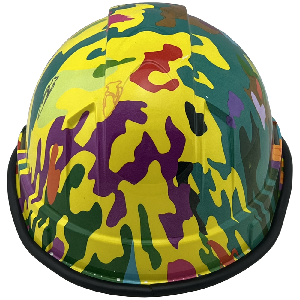 Neon Camo Design Cap Style Hydro Dipped Hard Hats - Edge Back
