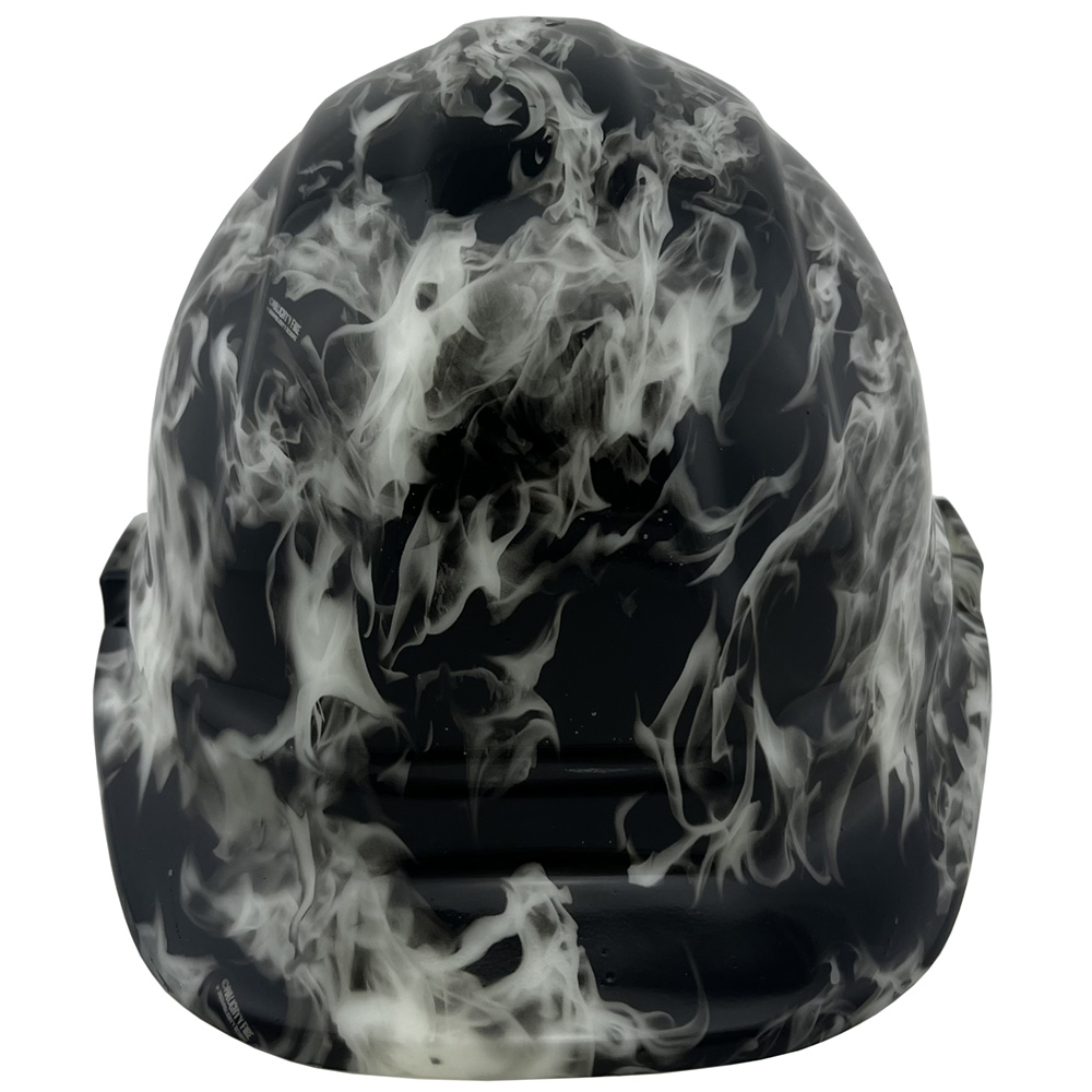 Burning Flames Hydro Dipped GLOW IN THE DARK Hard Hats Cap Style with Ratchet Suspensions
Front View
