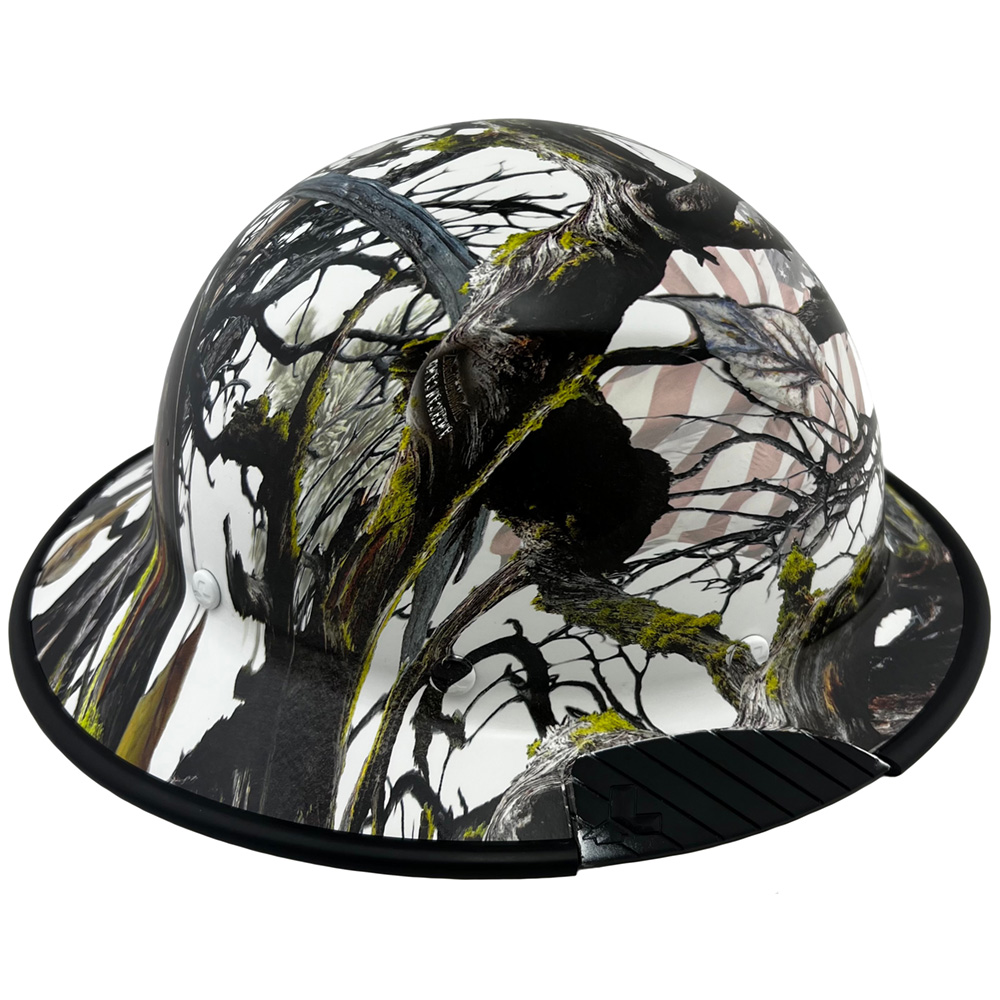 Carbon Fiber Material Hard Hat - Full Brim Hydro Dipped – American Flag Camo with Edge
Right Side  View