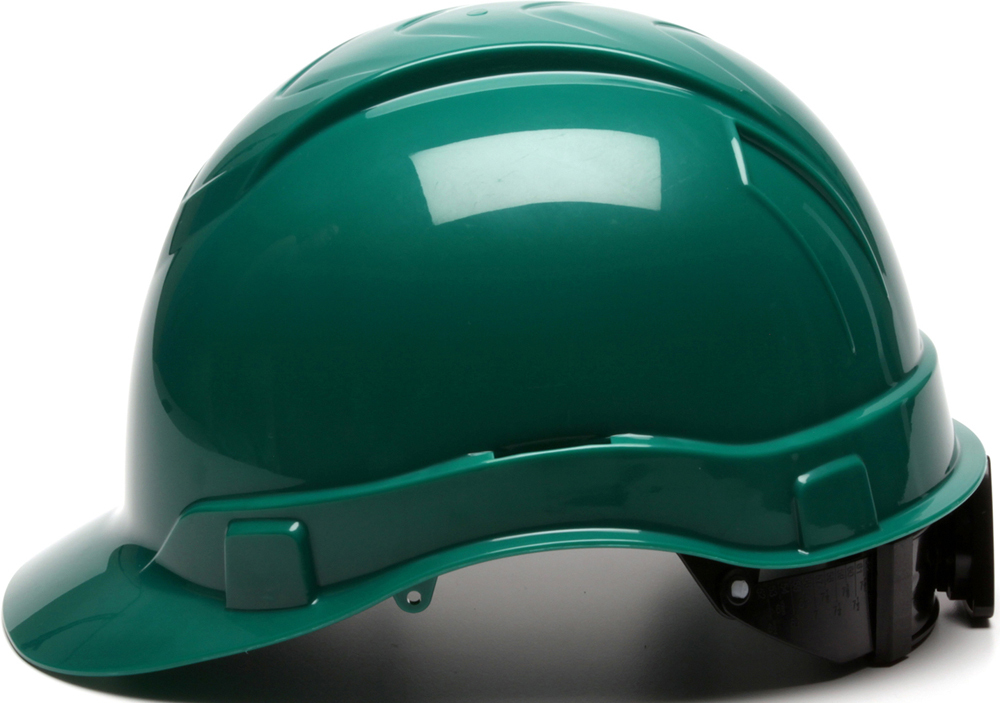 Pyramex Ridgeline Cap Style Hard Hats Green - 6 Point Suspensions (HP46135)  Side