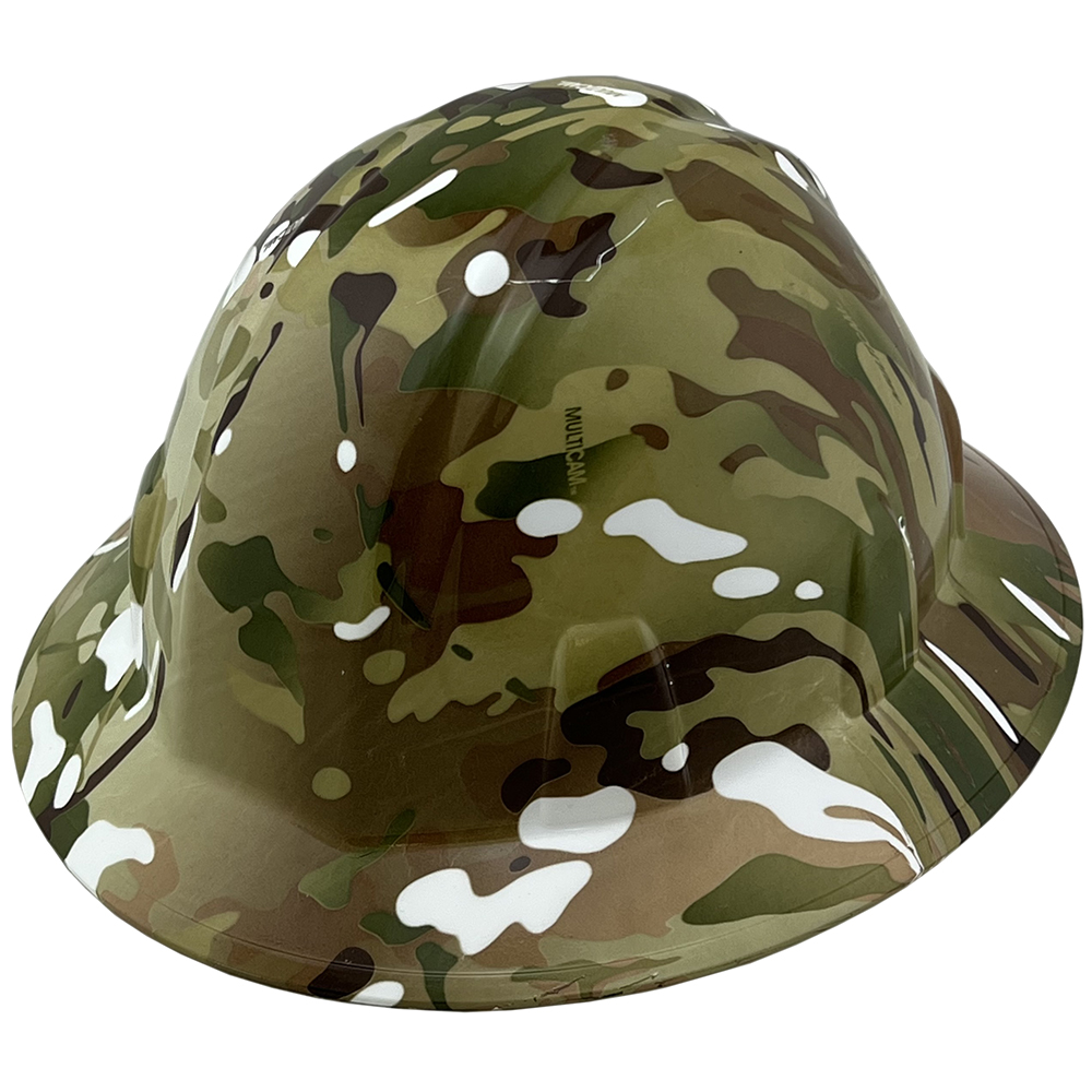 White MultiCam Camo Hydro Dipped Hard Hats Full Brim Style | Buy