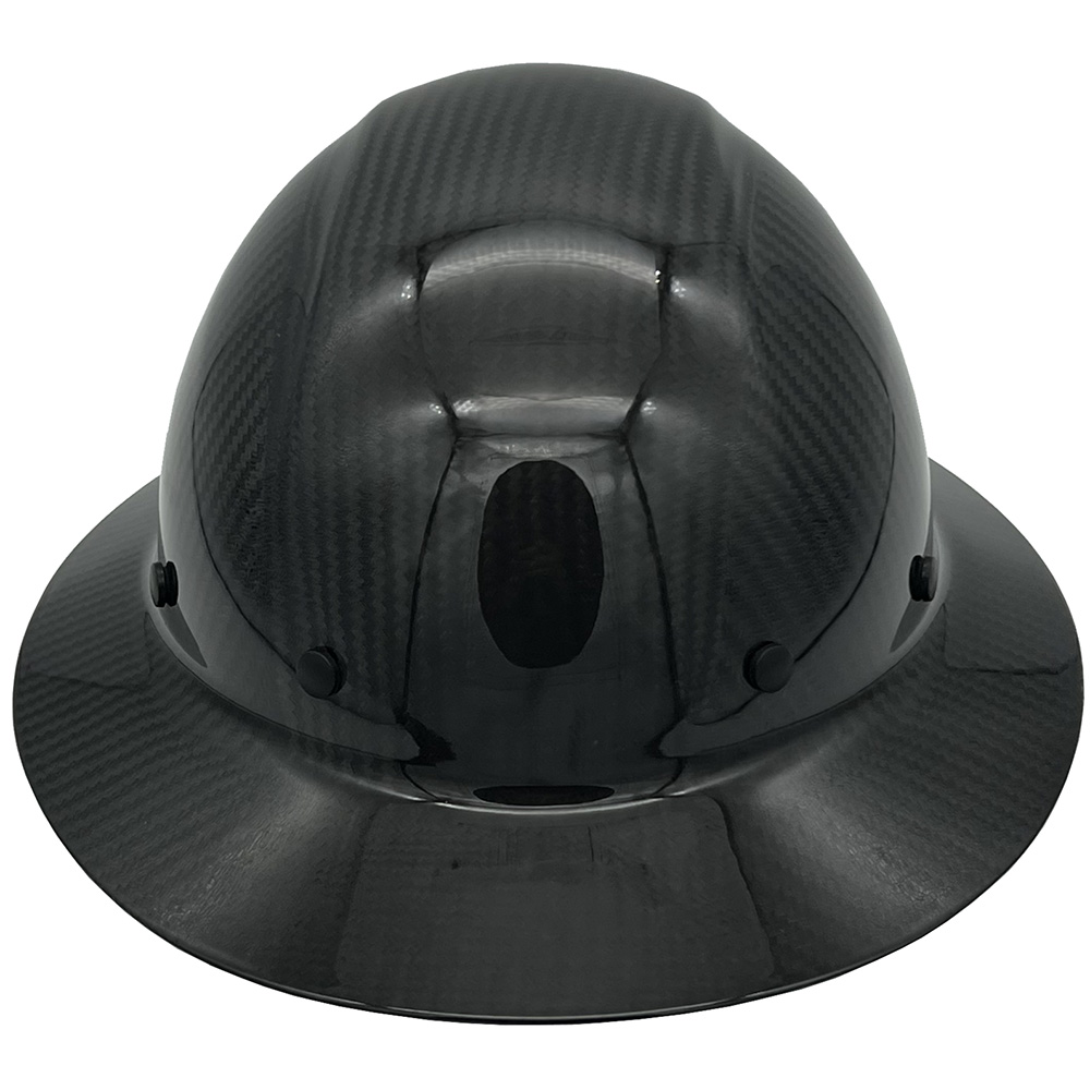 Dynamic Wolfjaw Full Brim Carbon Fiber Hard Hat with 8 Point Ratchet Suspension Shiny Black - Back