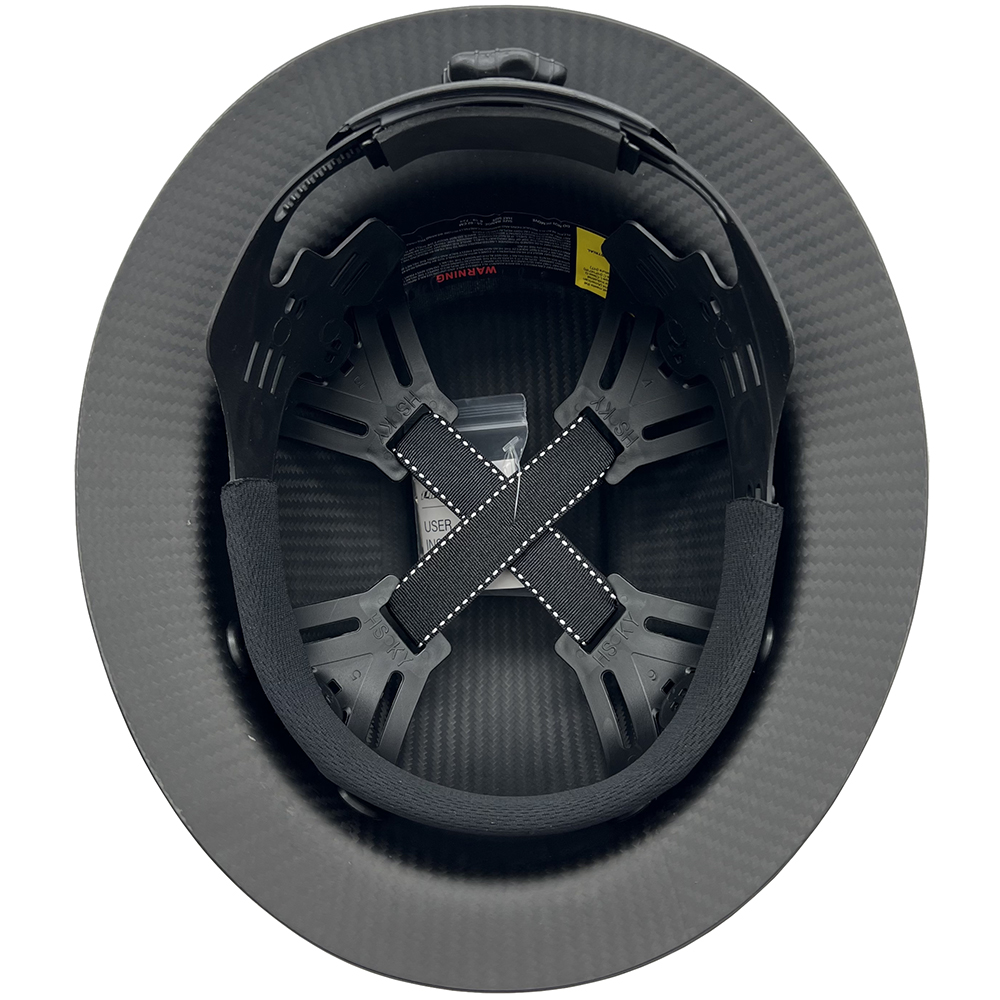 Dynamic Wolfjaw Full Brim Carbon Fiber Hard Hat with 8 Point Ratchet Suspension Shiny Black - 8PT Suspension