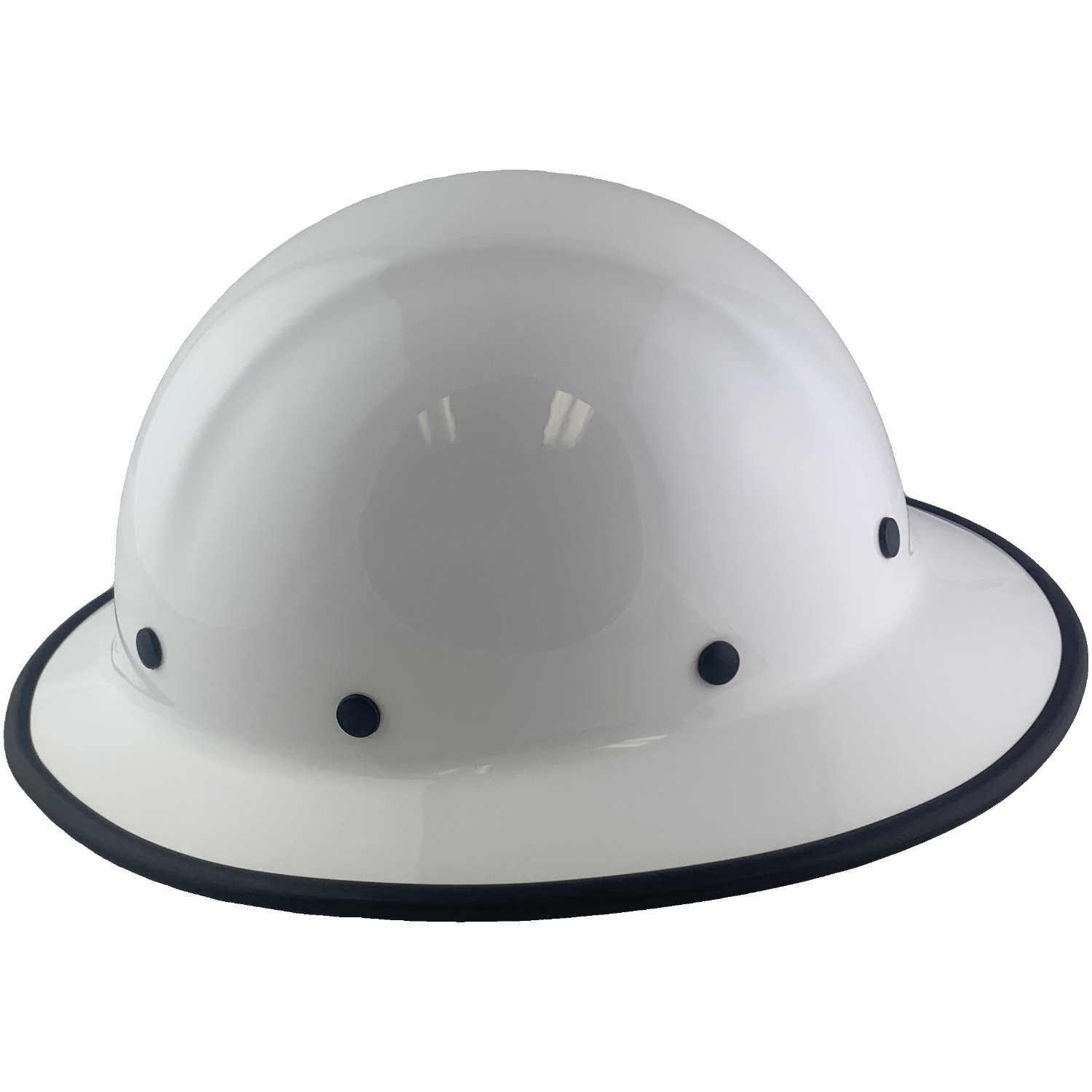 Dynamic Wofljaw Full Brim Carbon Fiber Hard Hat with 8 Point Ratchet Suspension - White - with Protective Edge