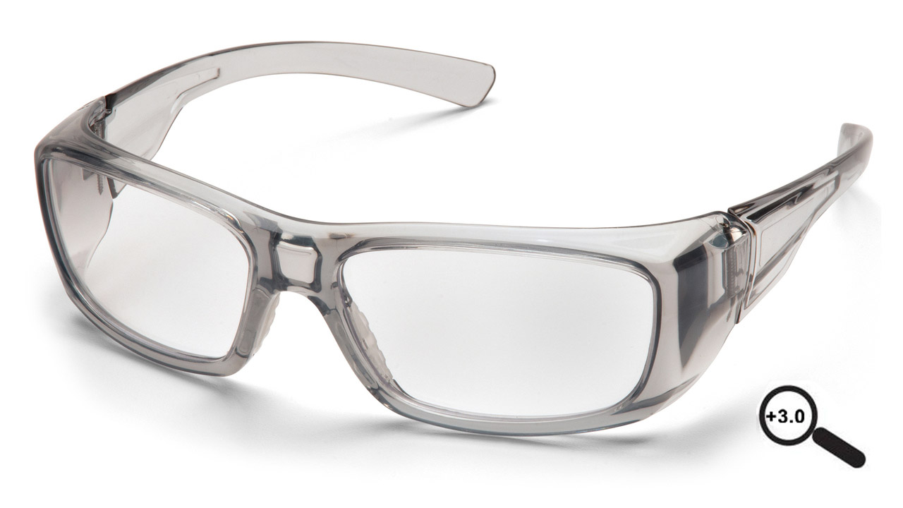 Pyramex Emerge ~ Magnification Glasses ~ Gray Frame ~ Clear 3.0 Lens Oblique Pyramex Emerge ~ Magnification Glasses ~ Gray Frame ~ Clear 3.0 Lens Oblique