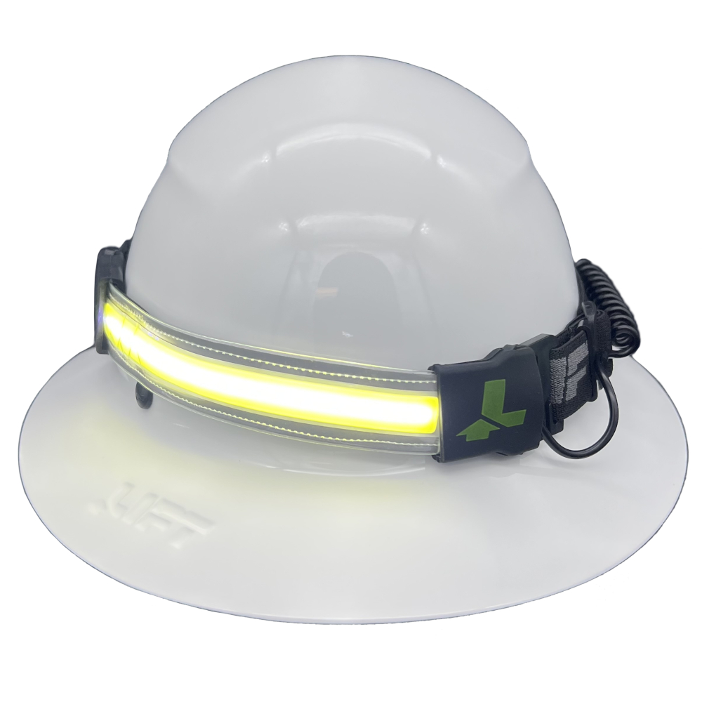 DAX Hard Hat LED Headlamp Light - Back View Light On