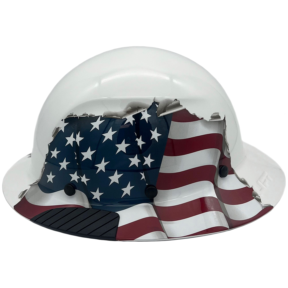 DAX Fiberglass Composite Hard Hat - Full Brim American Flag - Left